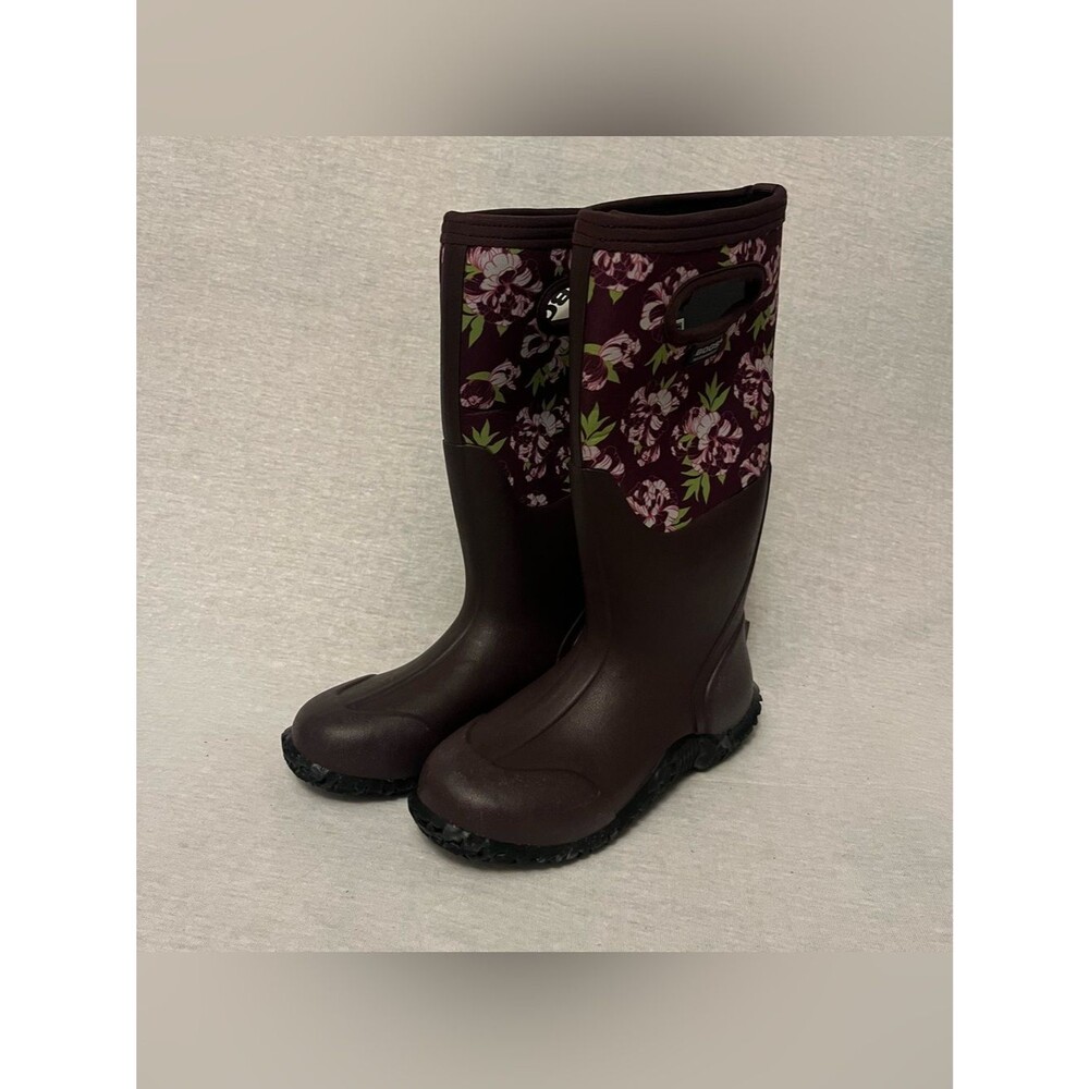 Bogs Mesa Peony Burgundy Floral Waterproof Rain Boots
